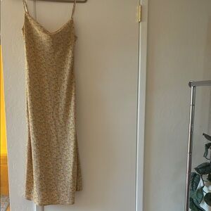 Urban Outfitters Yellow Floral Slip Midi Dress